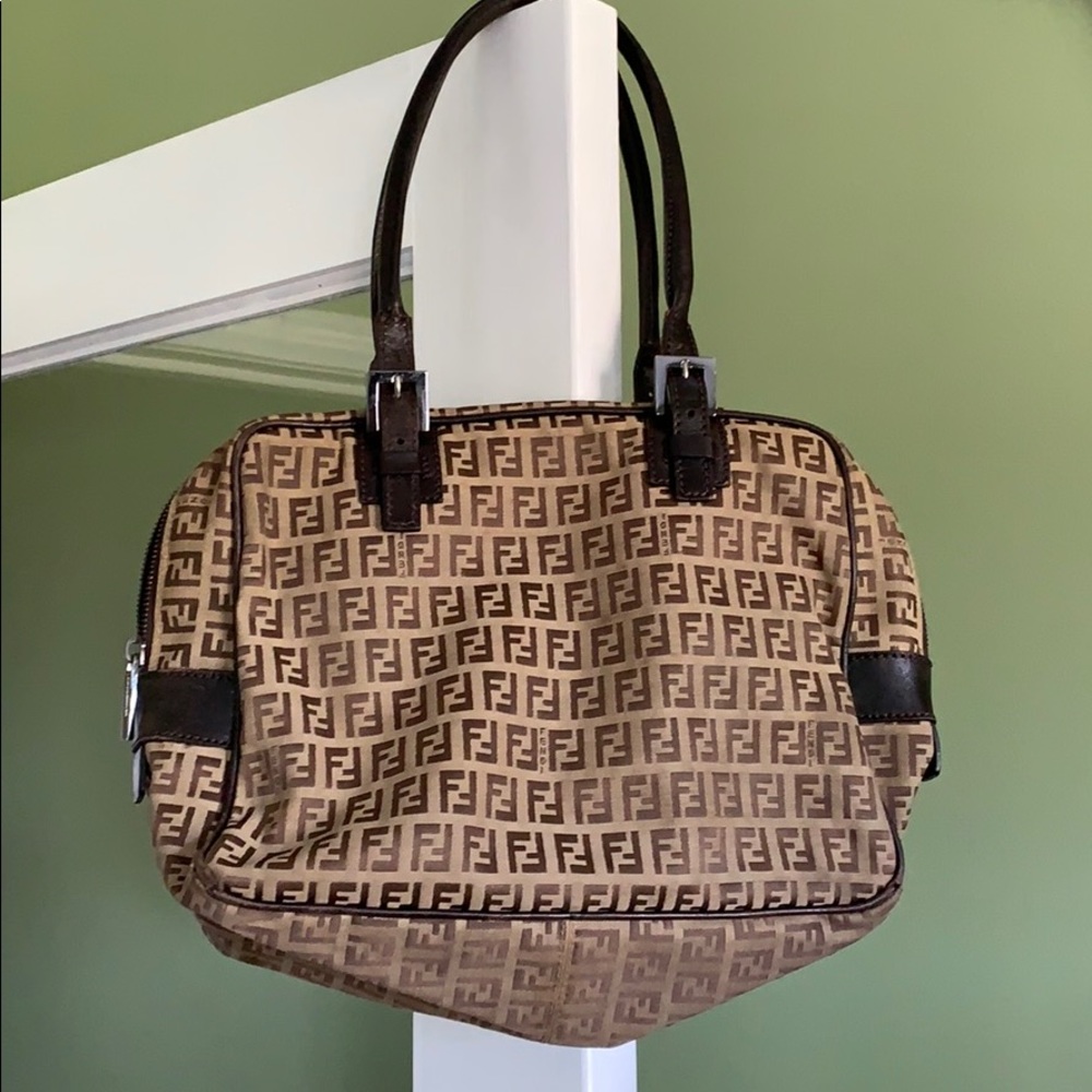 Fendi Brown Monogram Zucchino Bag with Dark Brown Trim - Picture 5 of 9